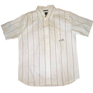 ONeill Mens White & Gray Striped Short Sleeve Button-Up Shirt XL